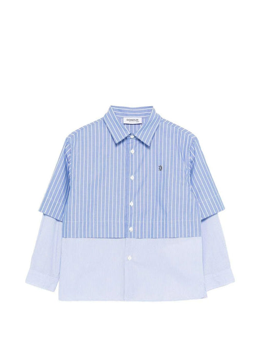 CAMICIA A RIGHE CELESTE E BIANCO DONDUP - Angel Luxury