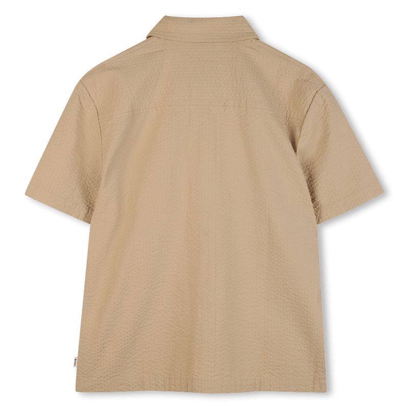 CAMICIA BEIGE CON ZIP CON LOGO NERO BOSS - Angel Luxury