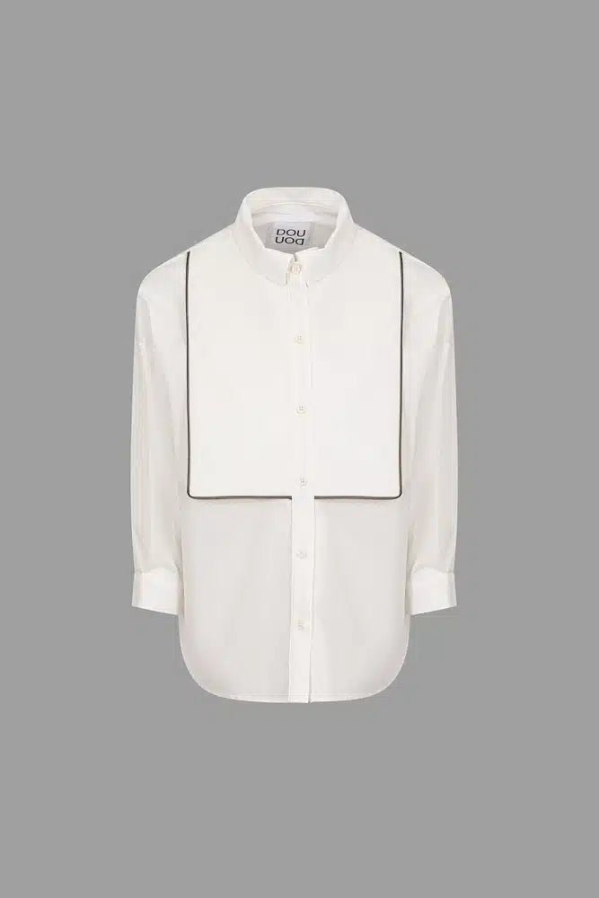 CAMICIA BIANCA CON BORDINI RICAMATI DOUUOD - Angel Luxury