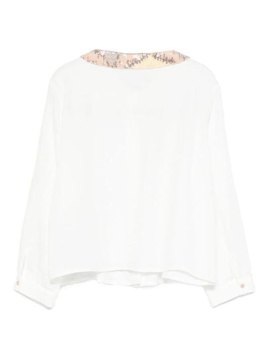 CAMICIA BIANCA CON COLLETTO IN PAILLETTES MISSONI - Angel Luxury