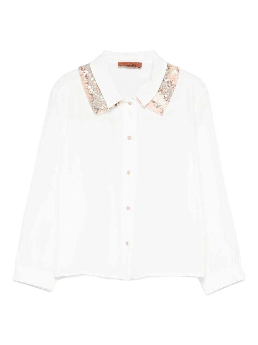 CAMICIA BIANCA CON COLLETTO IN PAILLETTES MISSONI - Angel Luxury