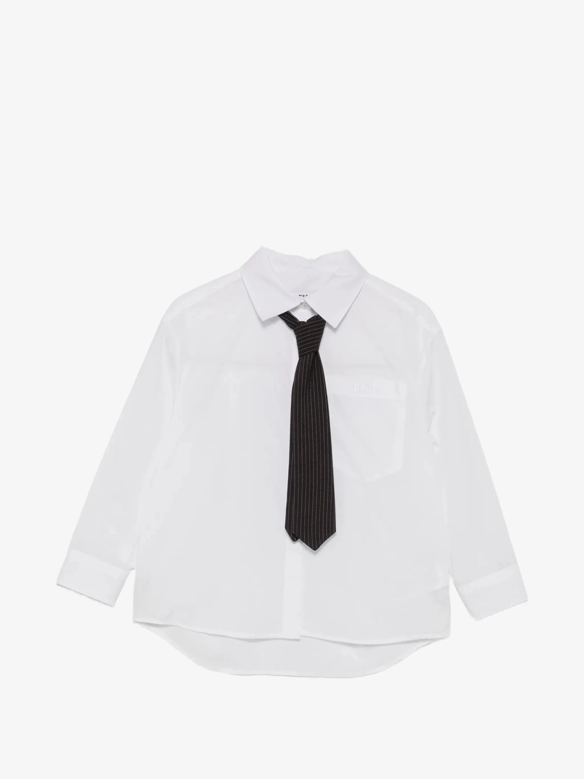 CAMICIA BIANCA CON CRAVATTA A RIGHE MSGM - Angel Luxury