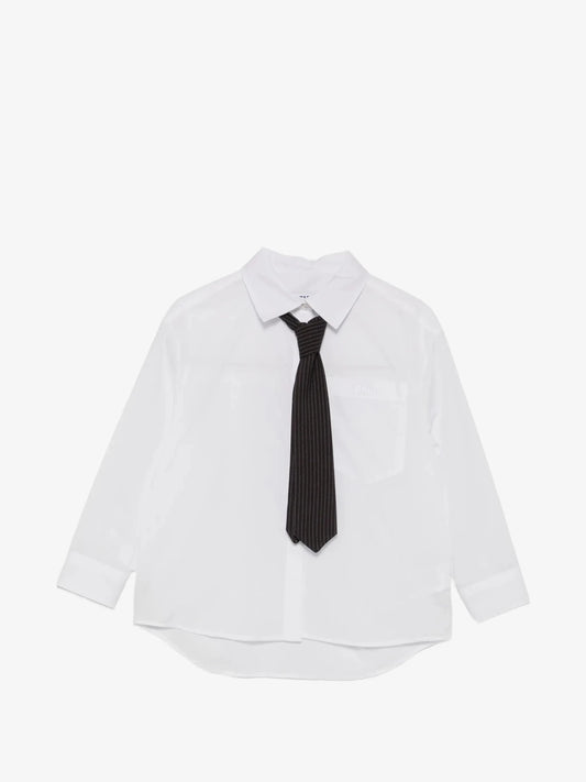CAMICIA BIANCA CON CRAVATTA A RIGHE MSGM - Angel Luxury