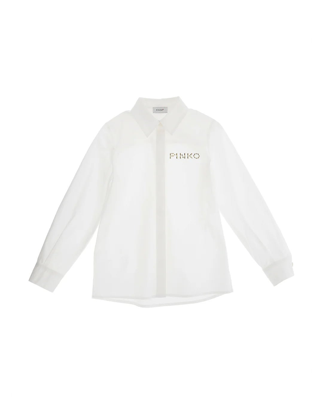 CAMICIA BIANCA CON LOGO IN BORCHIE ORO PINKO - Angel Luxury