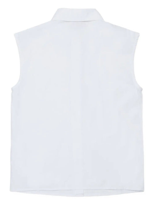 CAMICIA BIANCA SMANICATA CON EFFETTO GIOIELLO SUL COLLO N21 - Angel Luxury