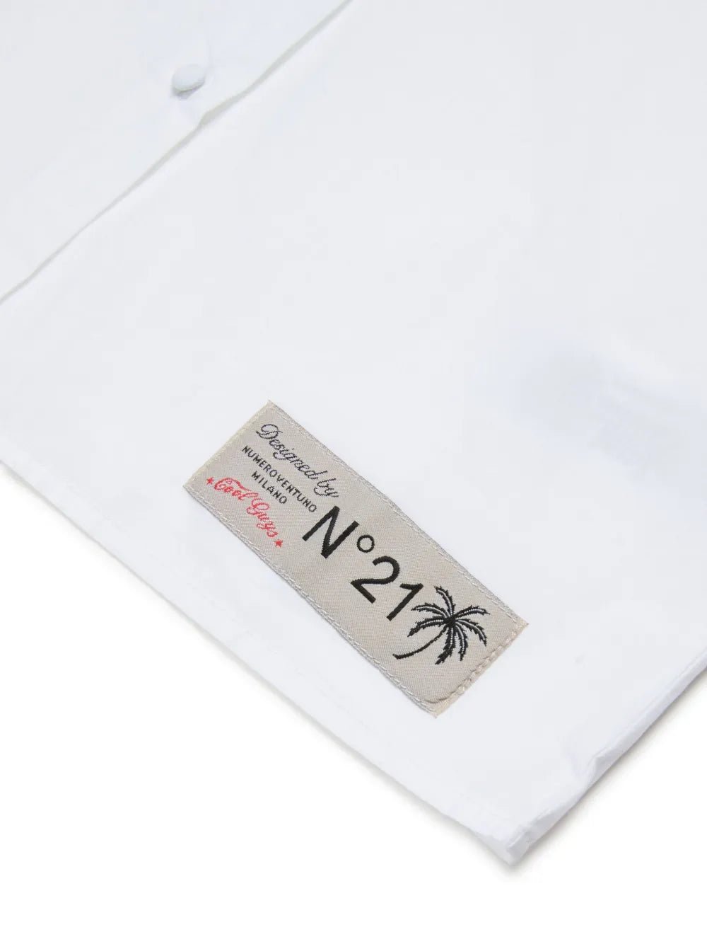 CAMICIA BIANCA SMANICATA CON EFFETTO GIOIELLO SUL COLLO N21 - Angel Luxury