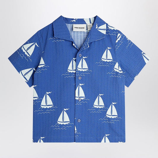 CAMICIA BLU CON BARCHE MINI RODINI - Angel Luxury