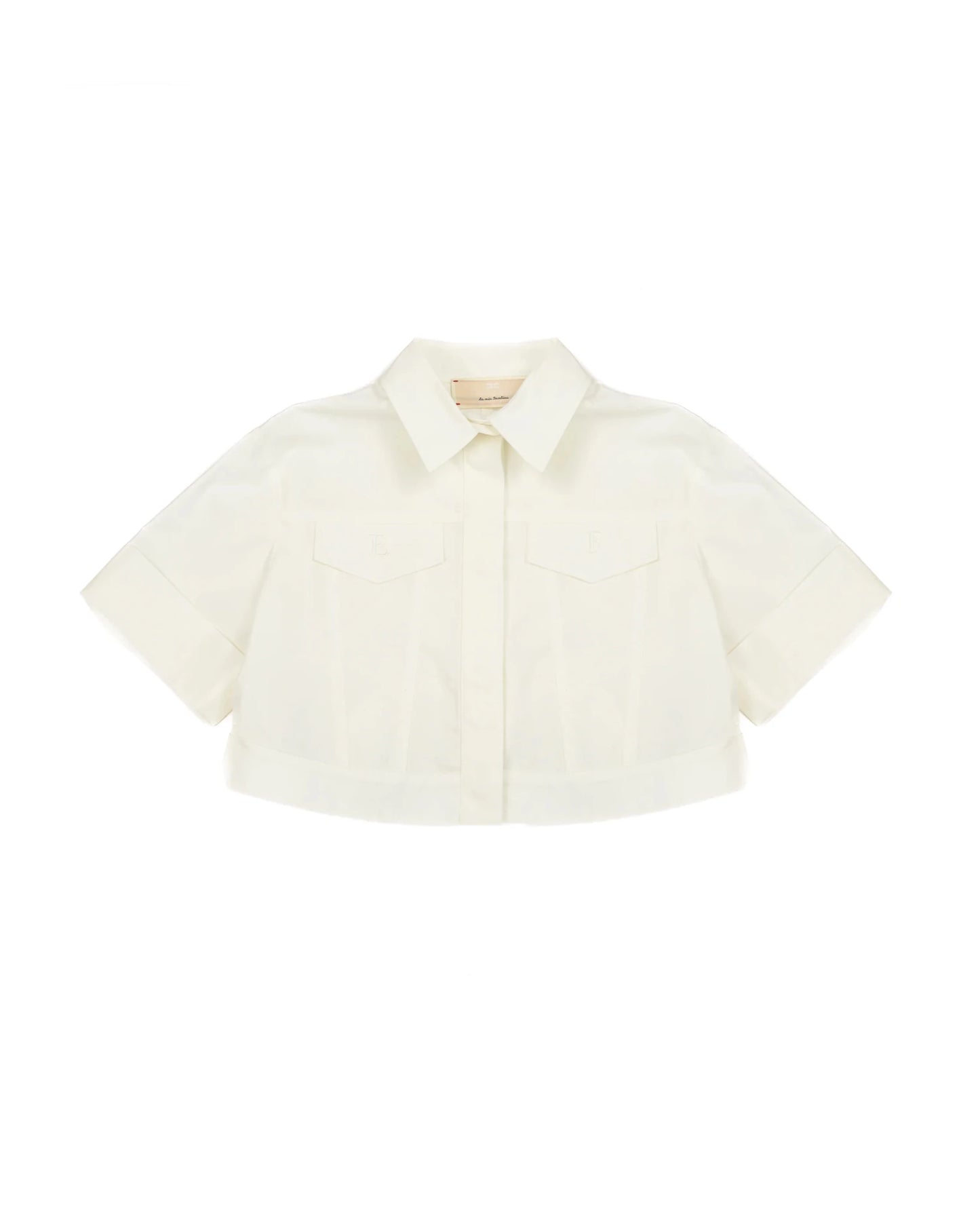 CAMICIA CORTA CON TASCHE RICAMATE AVORIO ELISABETTA FRANCHI - Angel Luxury