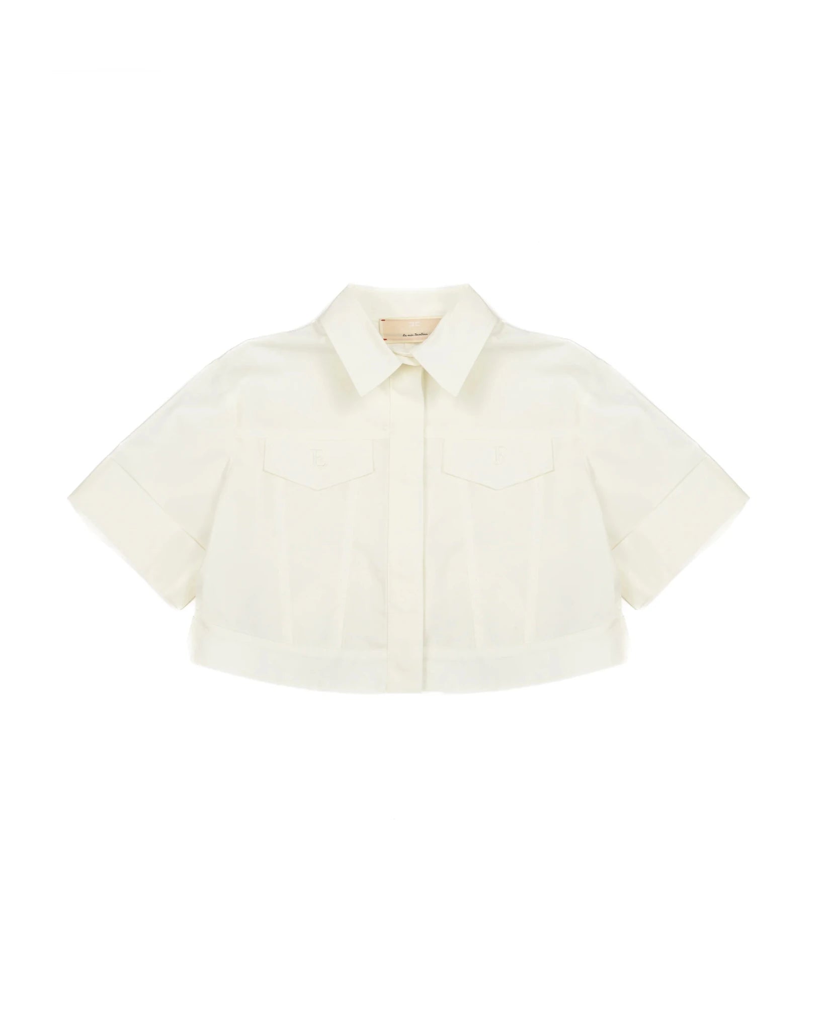CAMICIA CORTA CON TASCHE RICAMATE AVORIO ELISABETTA FRANCHI - Angel Luxury