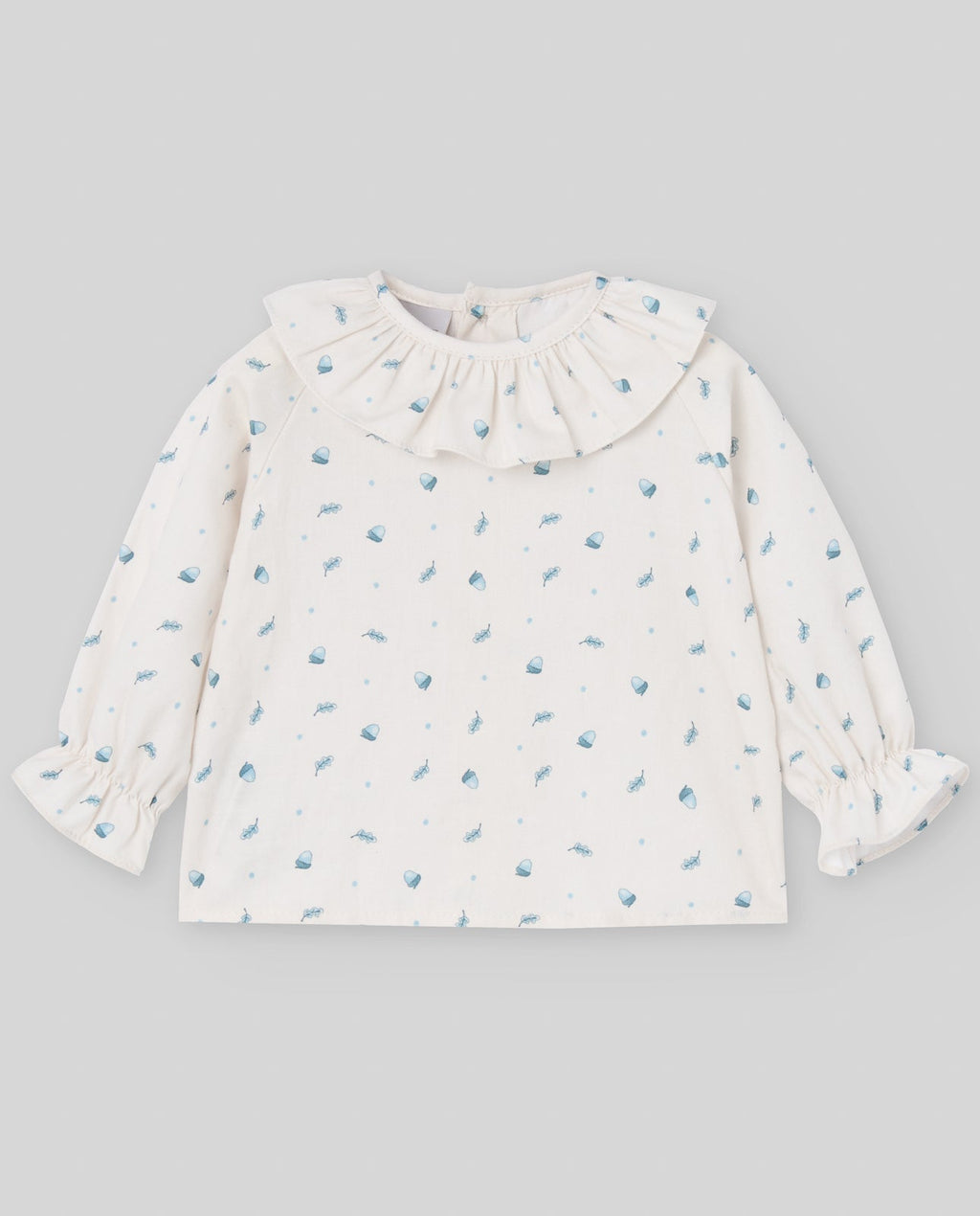 CAMICIA CREMA CON FANTASIA AZURRO PAZ RODRIGUEZ - Angel Luxury