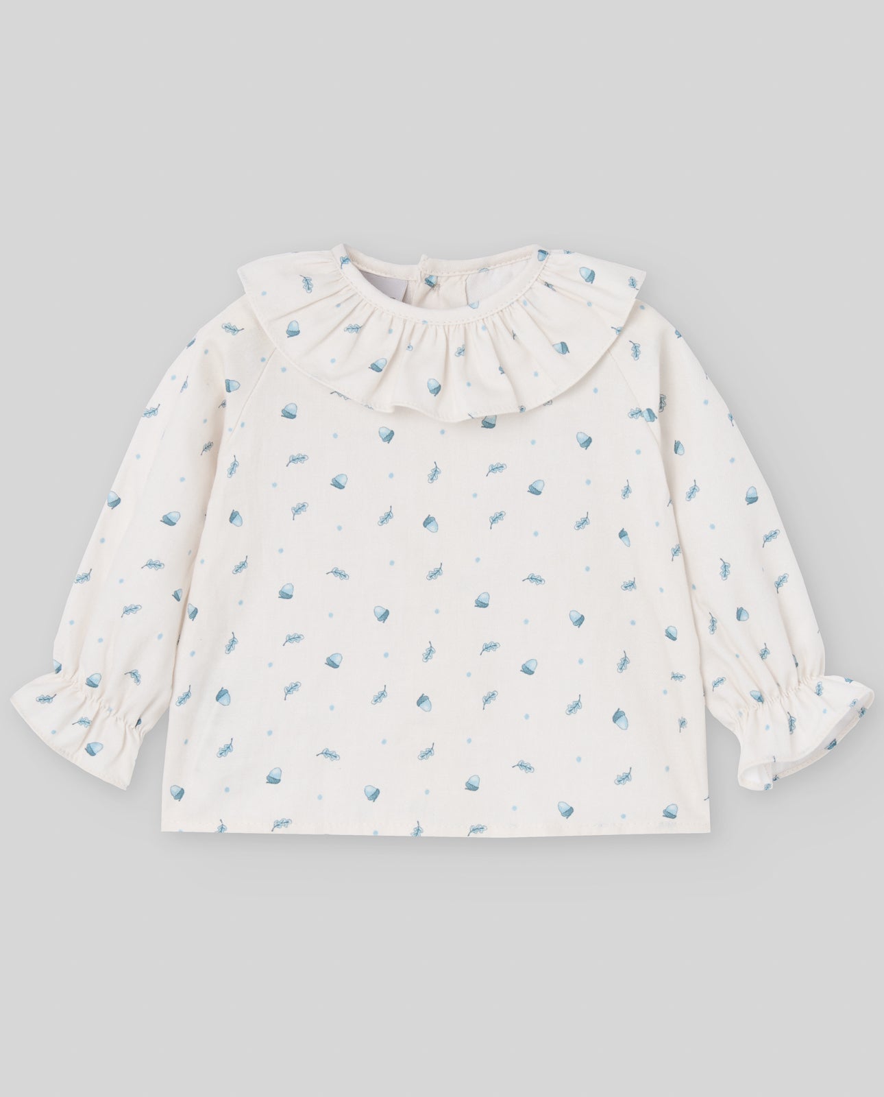 CAMICIA CREMA CON FANTASIA AZURRO PAZ RODRIGUEZ - Angel Luxury
