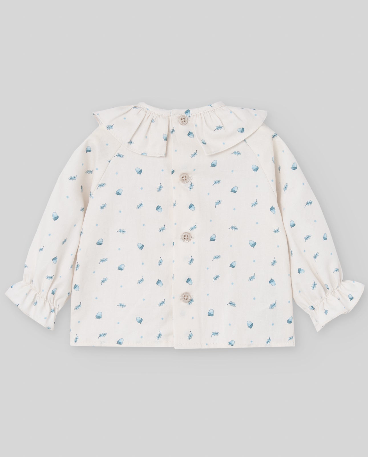 CAMICIA CREMA CON FANTASIA AZURRO PAZ RODRIGUEZ - Angel Luxury