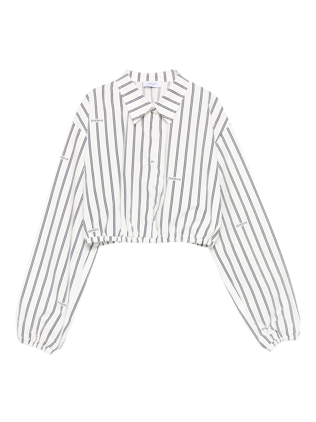 CAMICIA CROPPED A RIGHE BIANCO E NERO LOGATO PINKO - Angel Luxury