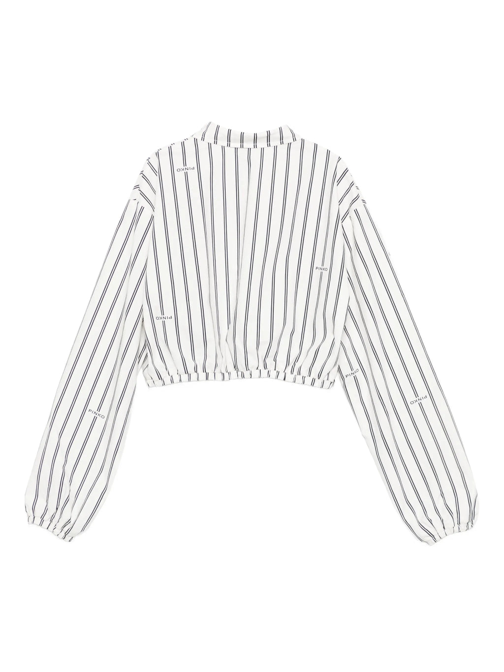CAMICIA CROPPED A RIGHE BIANCO E NERO LOGATO PINKO - Angel Luxury
