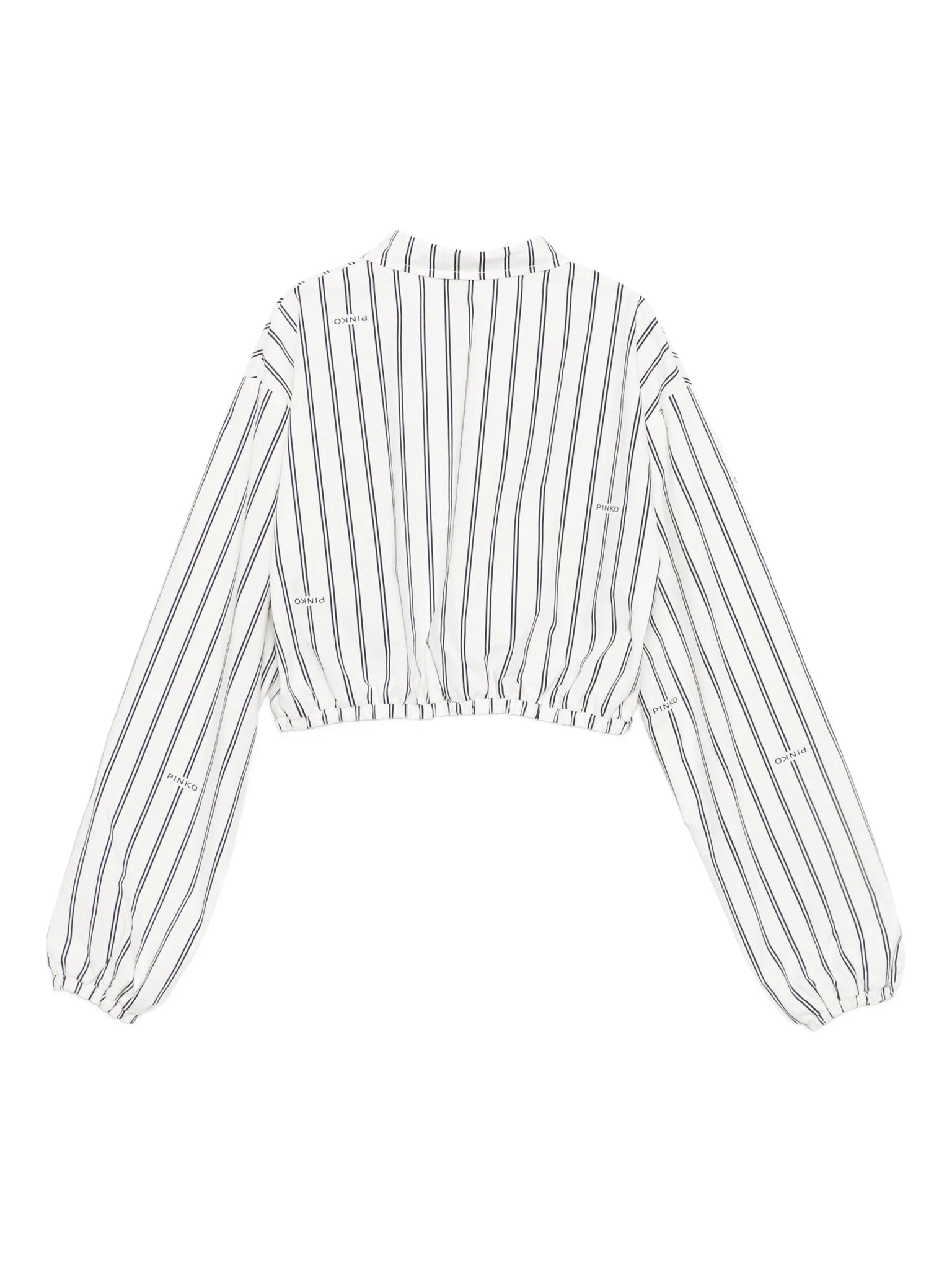 CAMICIA CROPPED A RIGHE BIANCO E NERO LOGATO PINKO - Angel Luxury