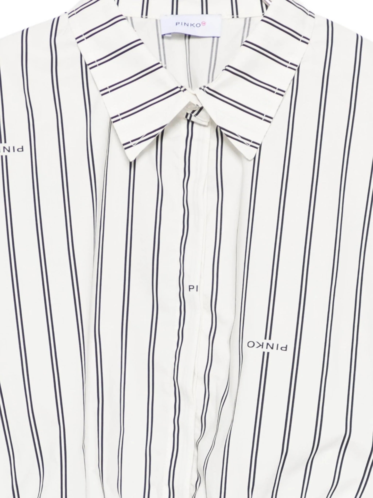 CAMICIA CROPPED A RIGHE BIANCO E NERO LOGATO PINKO - Angel Luxury