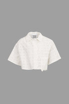 CAMICIA CROPPED BIANCA CON FANTASIA DOUUOD - Angel Luxury