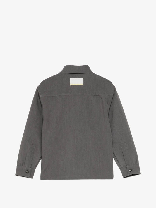 CAMICIA GRIGIA CON TASCHE SUL DAVANTI BOTTONI NERI LOGATI MSGM - Angel Luxury