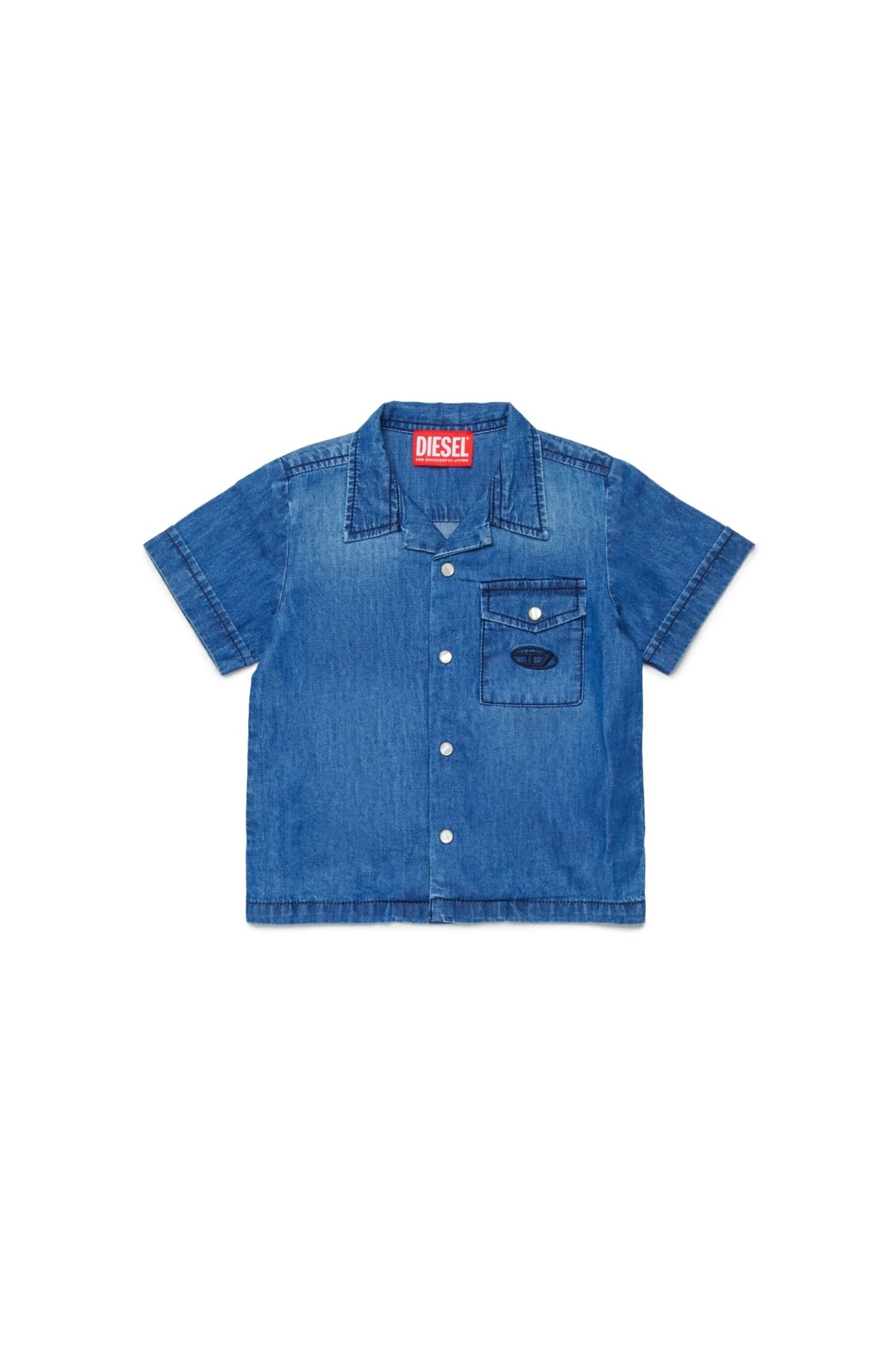 CAMICIA IN DENIM BLU CON TASCINO SUL DAVANTI CON LOGO DIESEL - Angel Luxury
