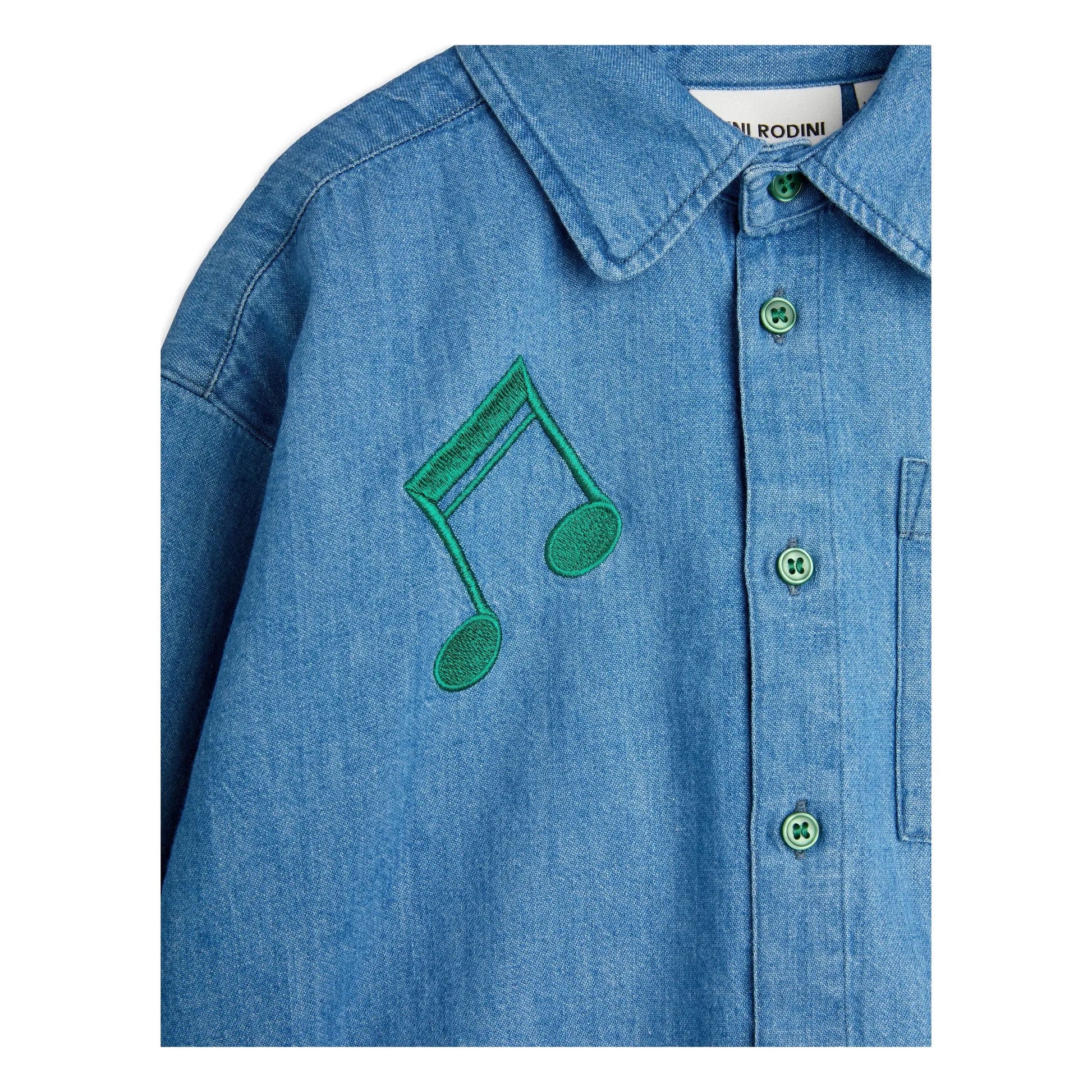CAMICIA IN DENIM CON NOTE MUSICALI MINI RODINI - Angel Luxury