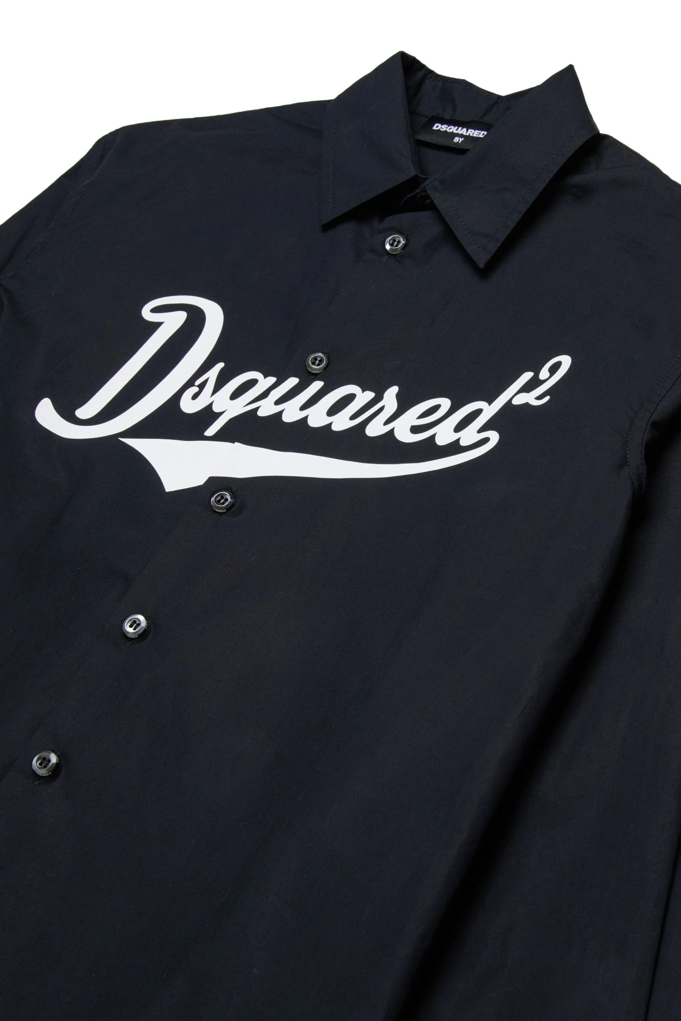 CAMICIA NERA CON LOGO BIANCO DSQUARED2 - Angel Luxury