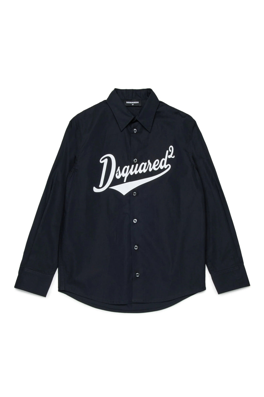 CAMICIA NERA CON LOGO BIANCO DSQUARED2 - Angel Luxury