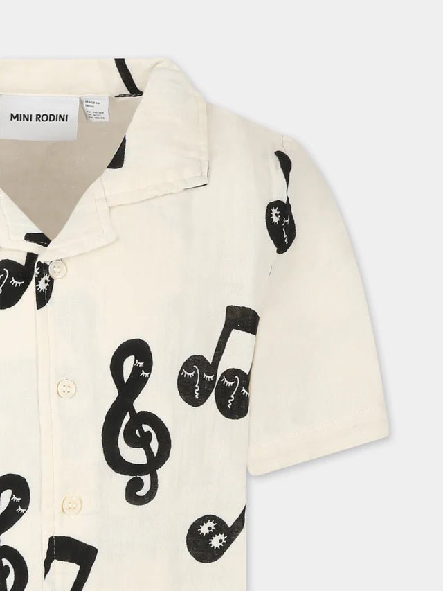 CAMICIA PANNA CON NOTE MUSICALI MINI RODINI - Angel Luxury