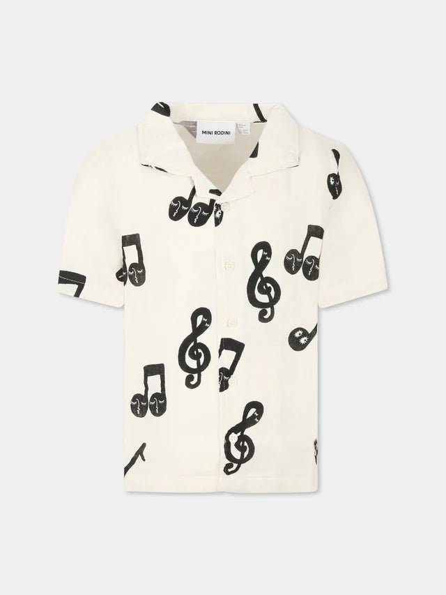 CAMICIA PANNA CON NOTE MUSICALI MINI RODINI - Angel Luxury