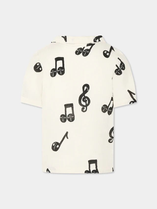 CAMICIA PANNA CON NOTE MUSICALI MINI RODINI - Angel Luxury