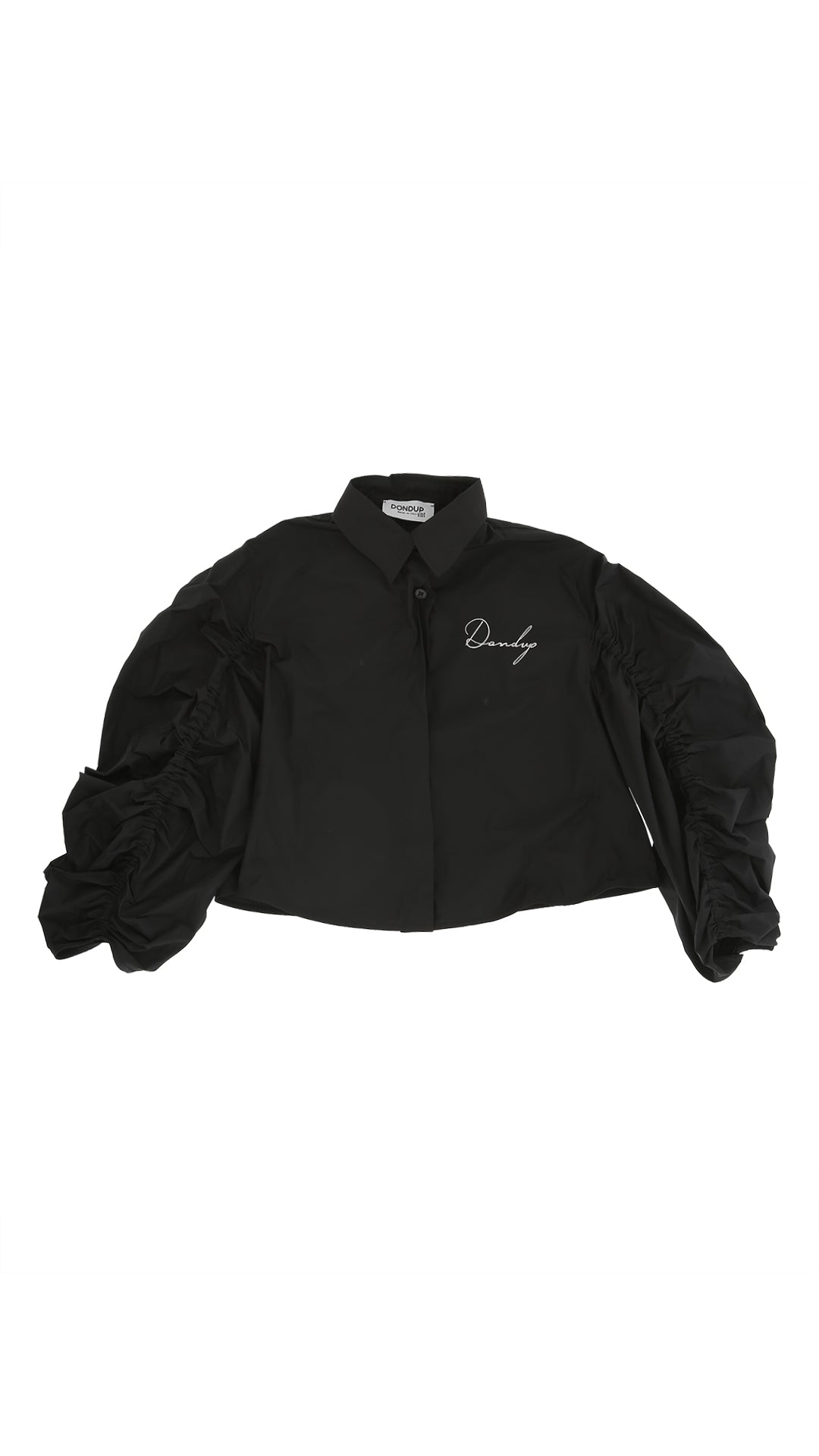 CAMICIA TAFFETTAS MANICA CON ARRICCIO NERO LOGO ARGENTO DONDUP - Angel Luxury
