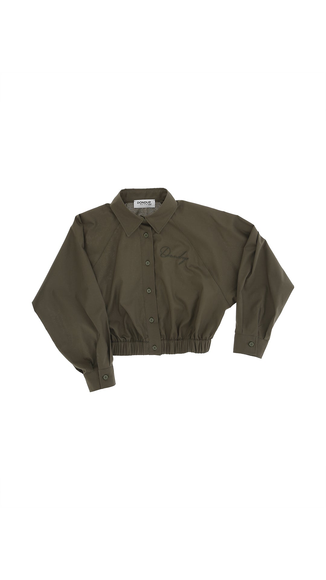 CAMICIA VERDE MILITARE CROPPED CON LOGO RICAMATO DONDUP - Angel Luxury