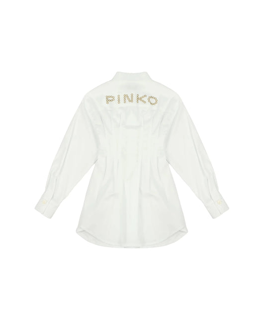 CAMICIONE BIANCO CON LOGO SUL RETRO PINKO - Angel Luxury