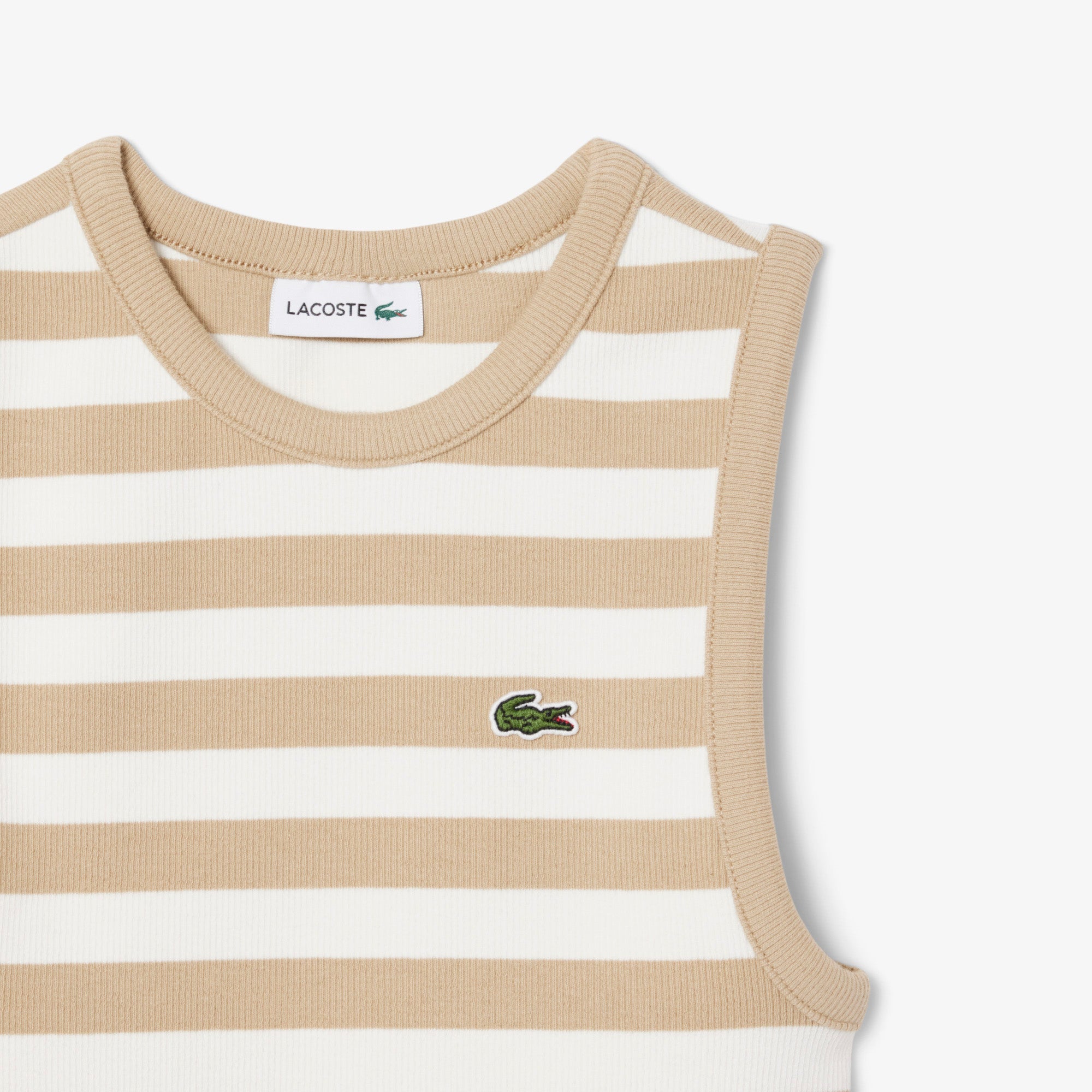 CANOTTA A RIGHE BIANCO/BEIGE LACOSTE - Angel Luxury