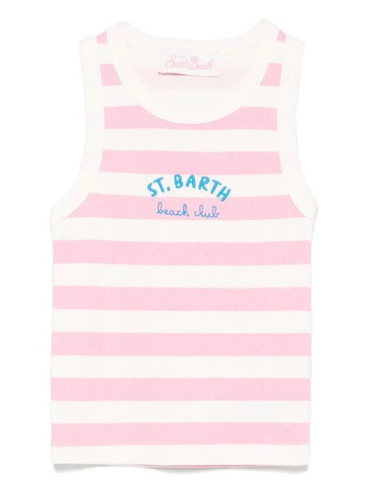 CANOTTA A RIGHE PANNA/ROSA MC2 SAINT BARTH - Angel Luxury