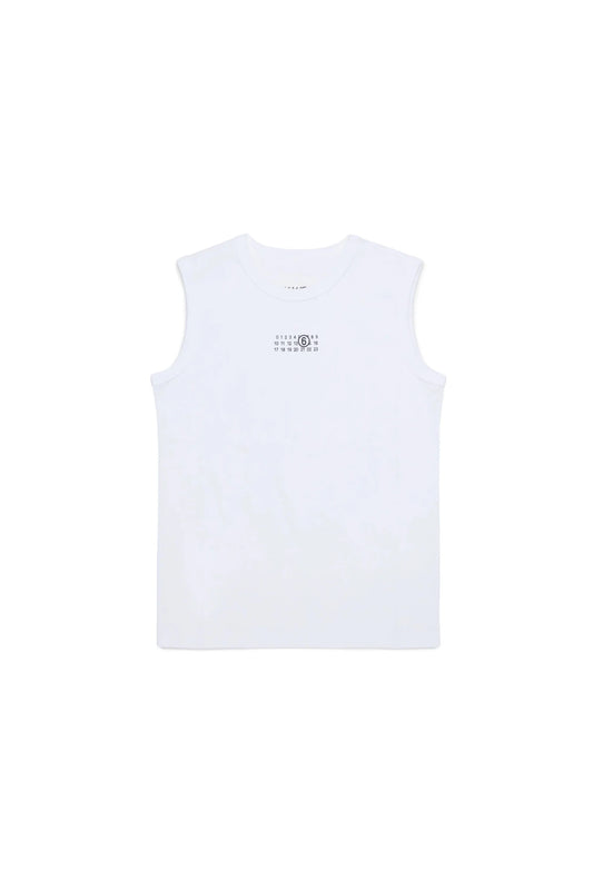 CANOTTA BIANCA CON LOGO NUMERO NERO MAISON MARGIELA - Angel Luxury