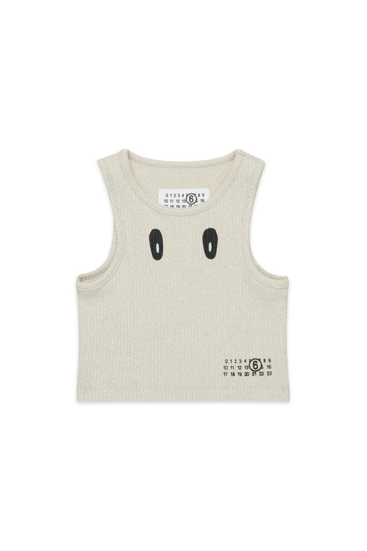 CANOTTA BRILLANTINATA CON LOGO NERO MAISON MARGIELA - Angel Luxury