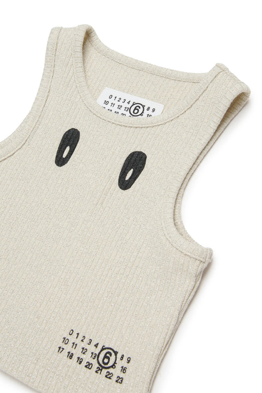 CANOTTA BRILLANTINATA CON LOGO NERO MAISON MARGIELA - Angel Luxury