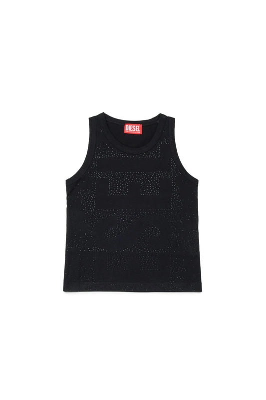 CANOTTA NERA BRILLANTINATA LOGATA DIESEL - Angel Luxury