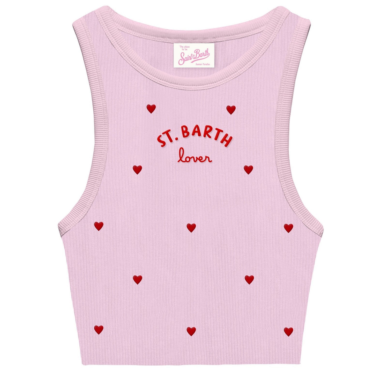 CANOTTA ROSA A CUORI CON LOGO ROSSO MC2 SAINT BARTH - Angel Luxury