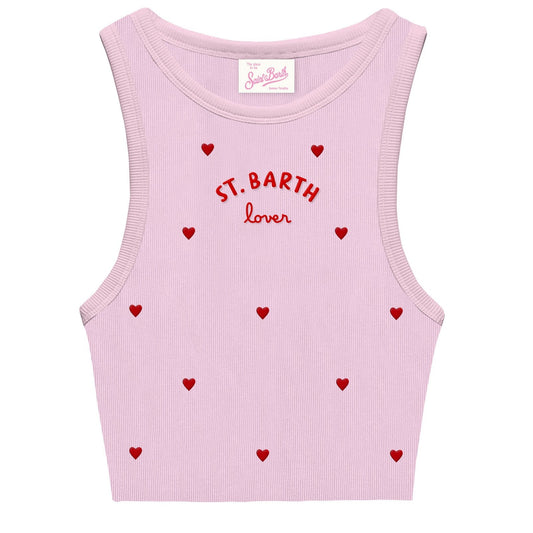 CANOTTA ROSA A CUORI CON LOGO ROSSO MC2 SAINT BARTH - Angel Luxury