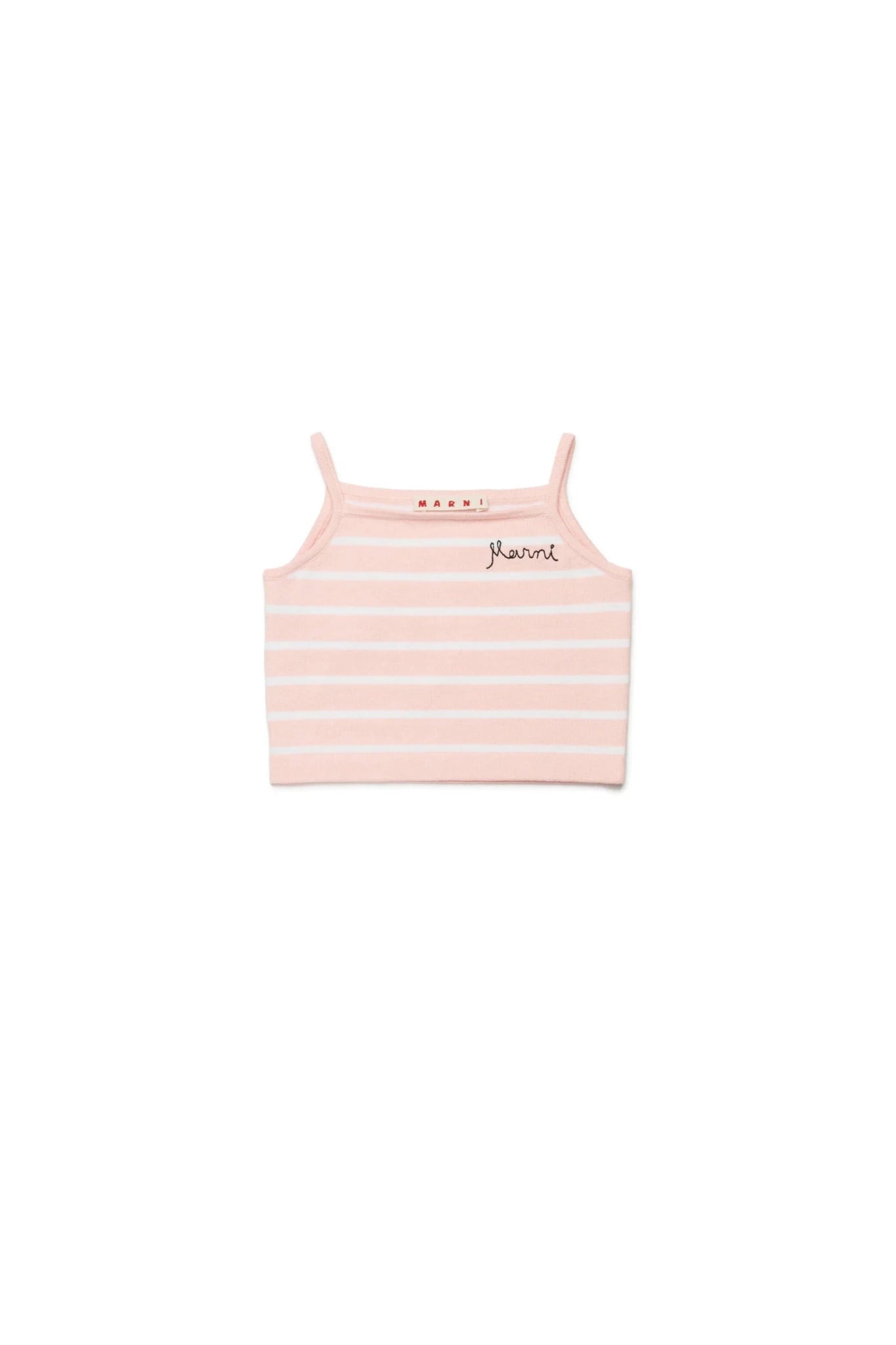 CANOTTA ROSA A RGIHE BIANCHE CON LOGO NERO IN CORSIVO MARNI - Angel Luxury