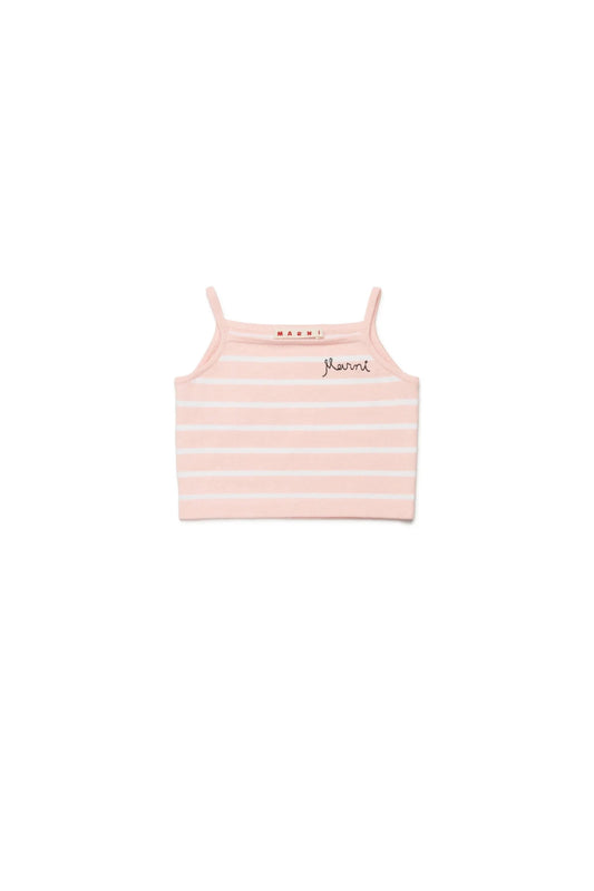 CANOTTA ROSA A RGIHE BIANCHE CON LOGO NERO IN CORSIVO MARNI - Angel Luxury
