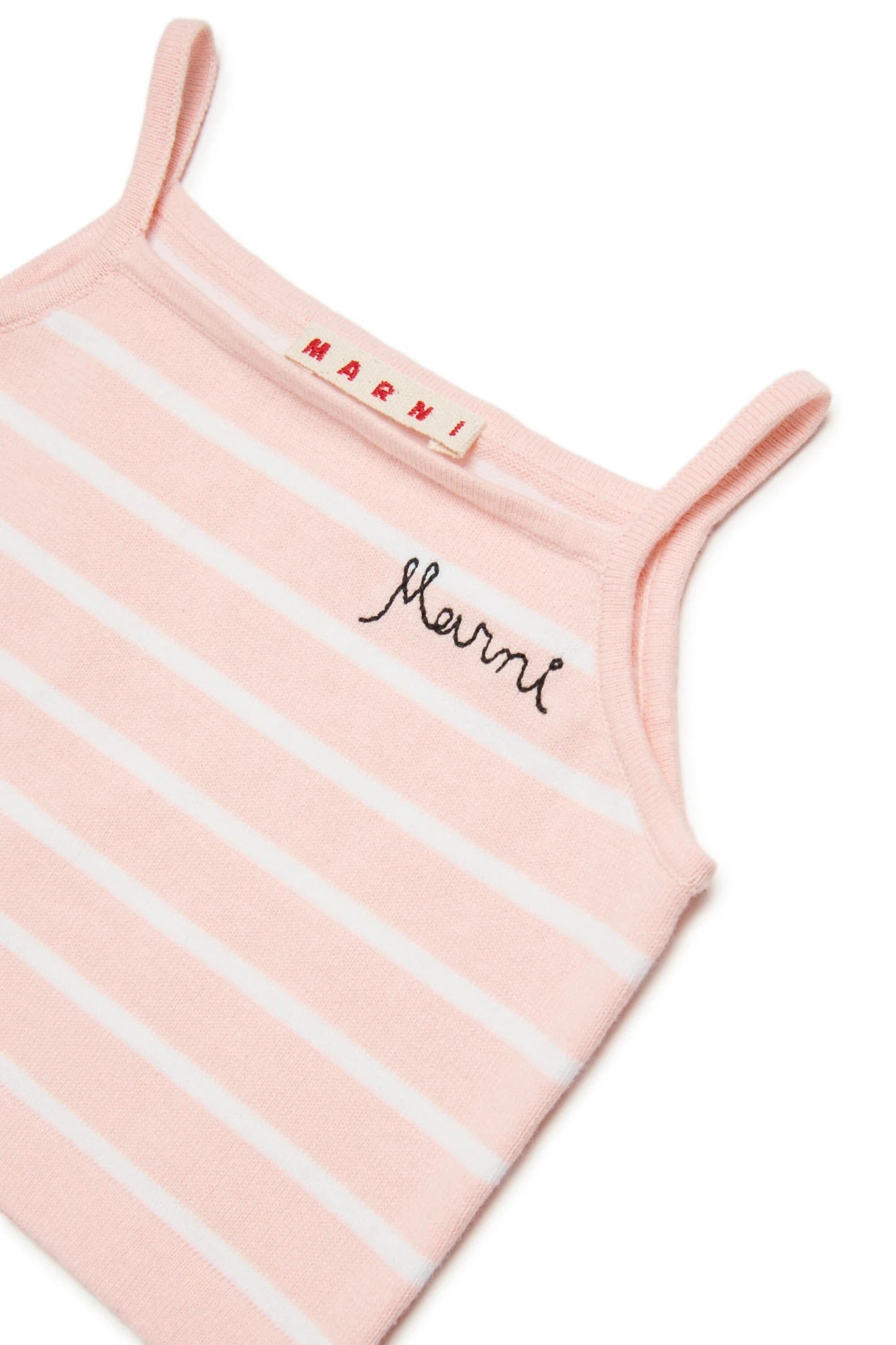 CANOTTA ROSA A RGIHE BIANCHE CON LOGO NERO IN CORSIVO MARNI - Angel Luxury