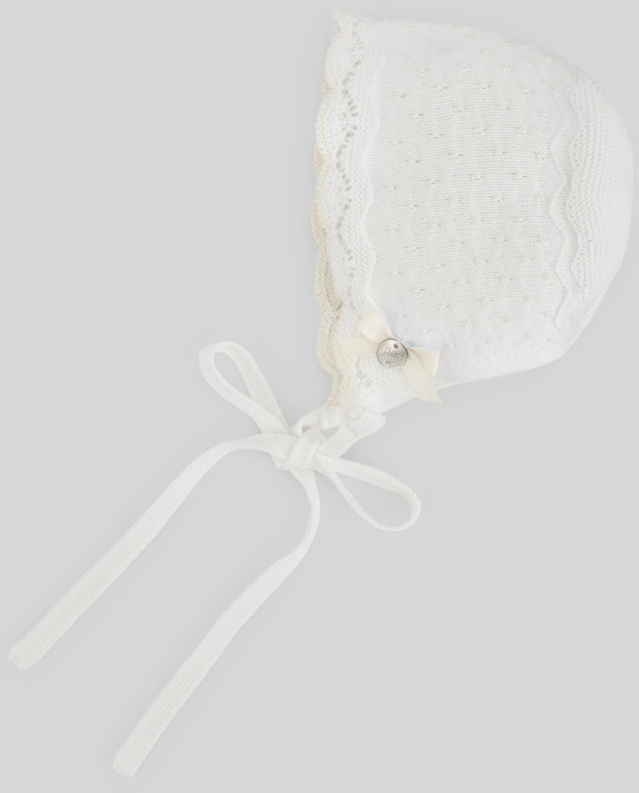 CAPPELLINO BIANCO CON LACCI NEONATA PAZ RODRIGUEZ - Angel Luxury