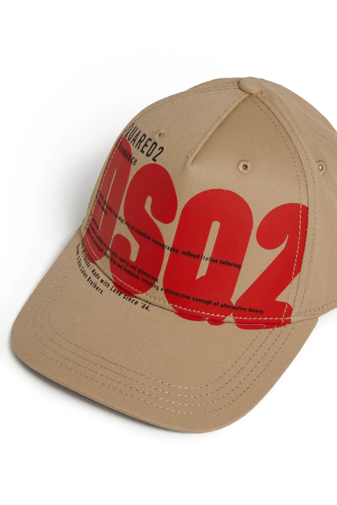 CAPPELLO BEIGE CON LOGO ROSSO DSQUARED2 - Angel Luxury