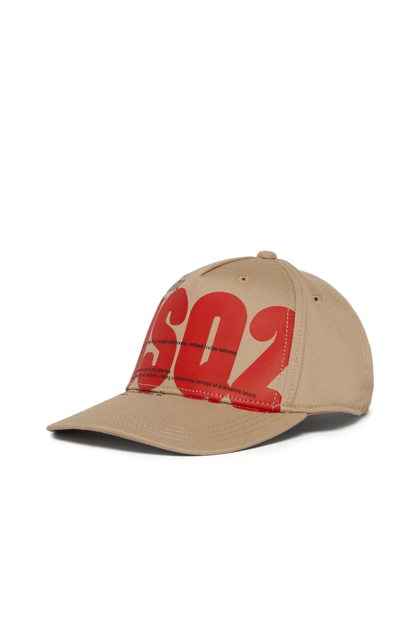 CAPPELLO BEIGE CON LOGO ROSSO DSQUARED2 - Angel Luxury
