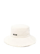 CAPPELLO BUCKET CREMA CON LOGO NERO MSGM - Angel Luxury