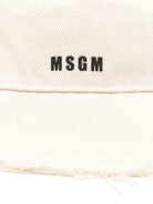 CAPPELLO BUCKET CREMA CON LOGO NERO MSGM - Angel Luxury