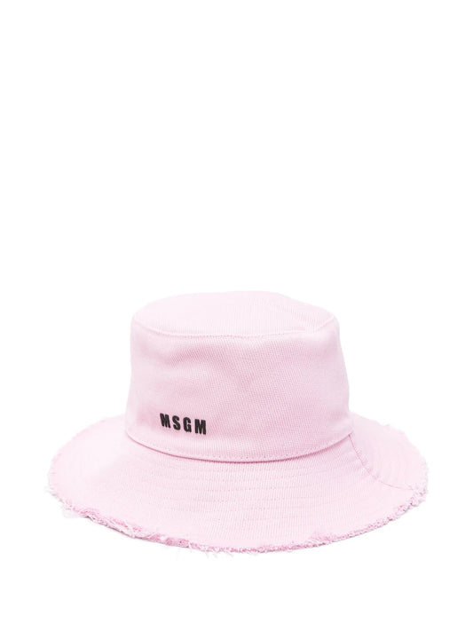 CAPPELLO BUCKET ROSA CON LOGO NERO MSGM - Angel Luxury