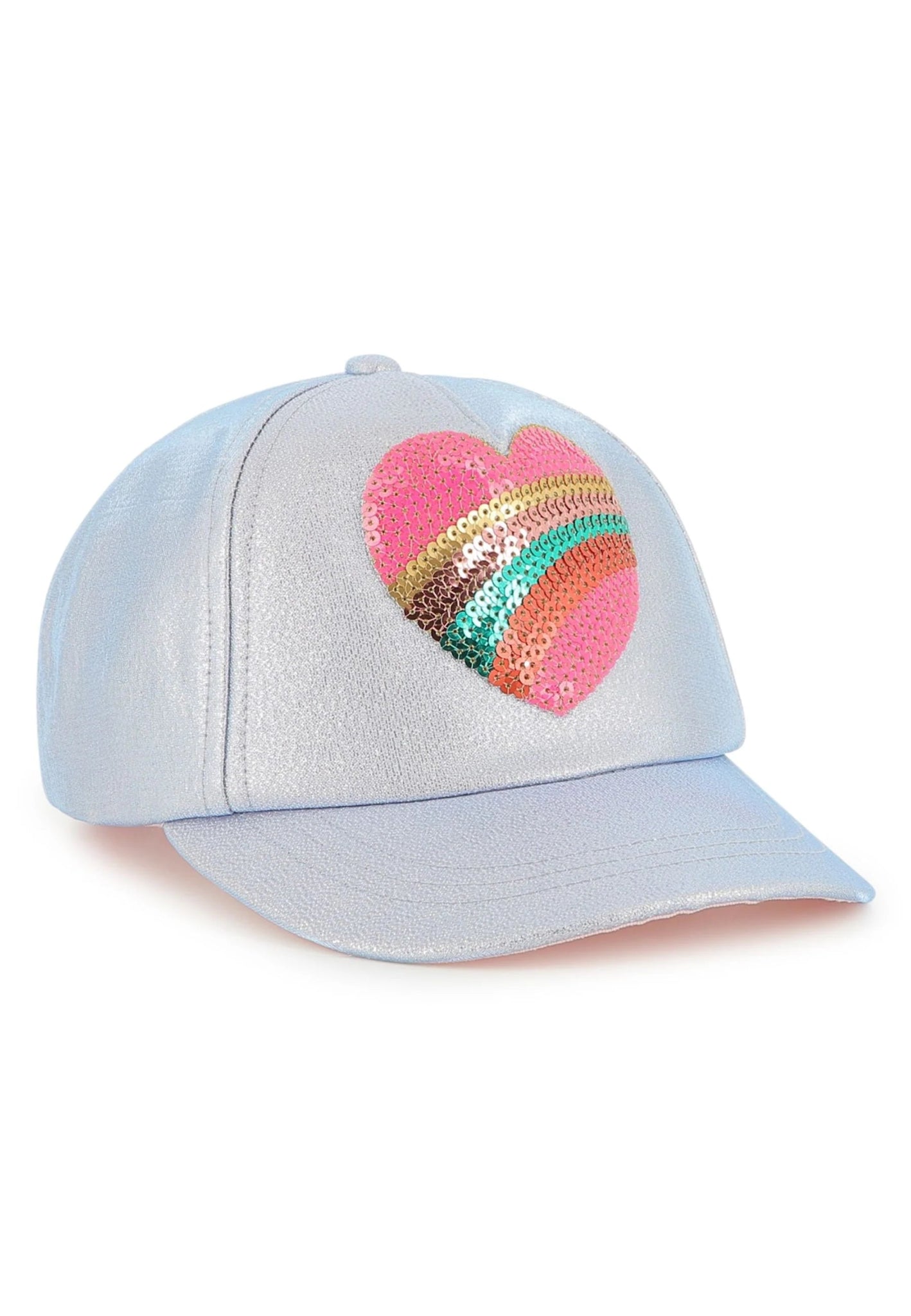 CAPPELLO CON VISIERA METALIZZATO CON CUORE IN PAILLETTES BILLIEBLUSH - Angel Luxury